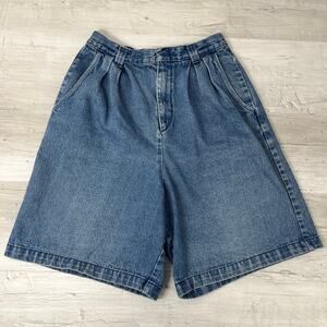 IC Isaacs Vintage High Rise Pleated Front 8" Blue Denim Shorts No Size Tag